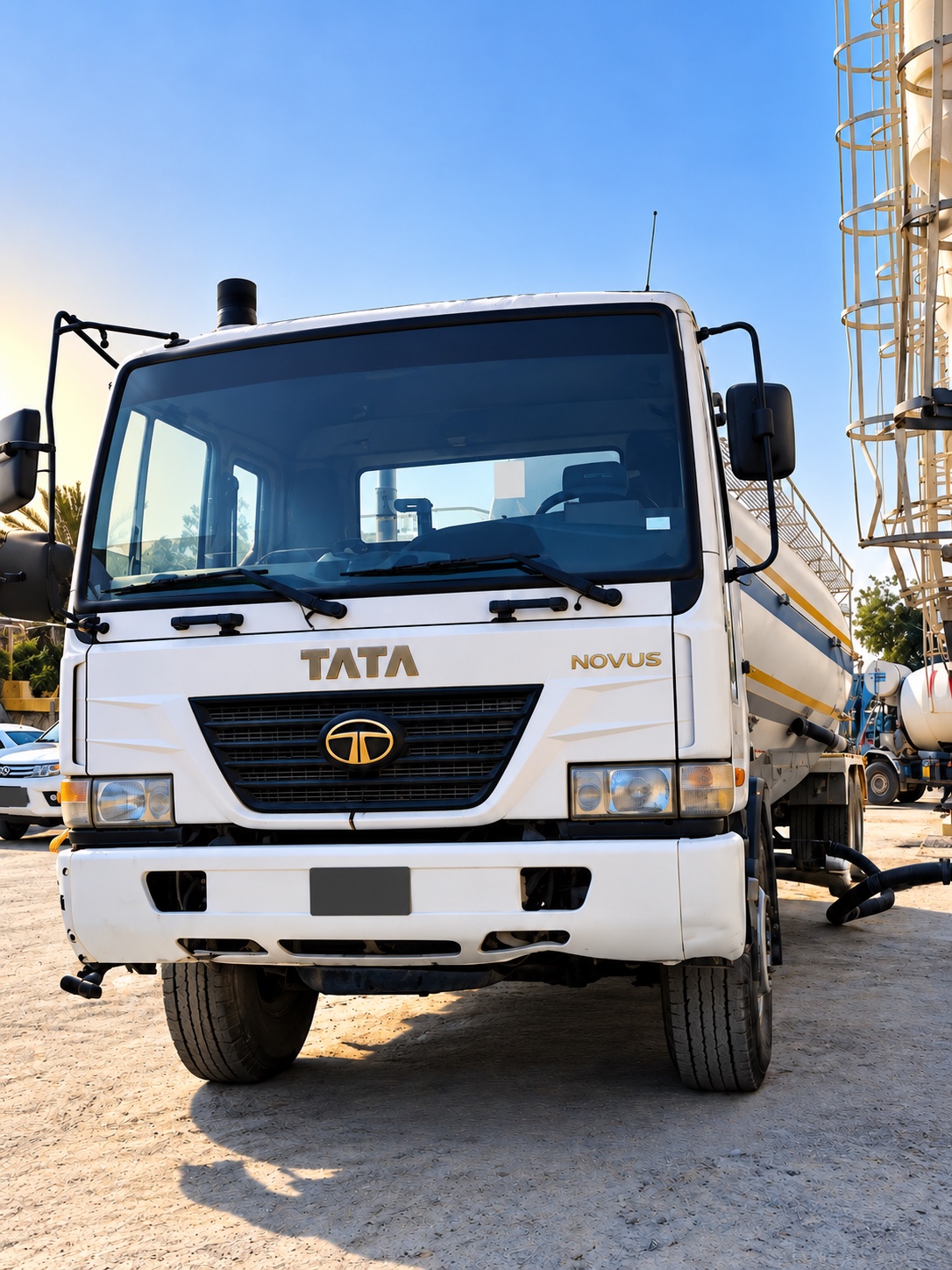 Tata cement bulker at an industrial loading facility